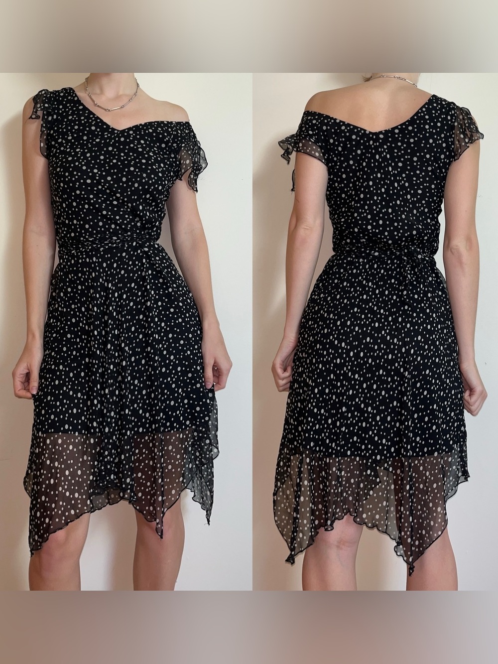Vintage 90s Silk Polka Dot Dress